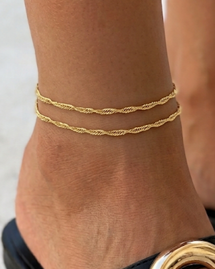 Gold Chain Double Layered Anklet