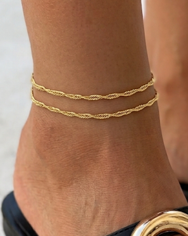 Gold Chain Double Layered Anklet