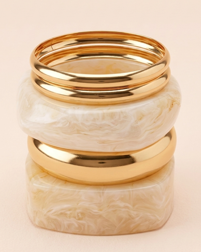 Gold Multi Mixed 5 Piece Bracelet