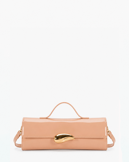 Nude Faux Leather Clutch Bag