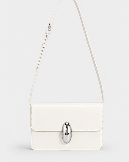 Ivory Glossy Clutch Shoulder Bag