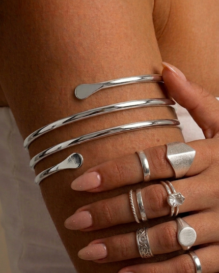 Silver Triple Wrap Arm Cuff Bracelet