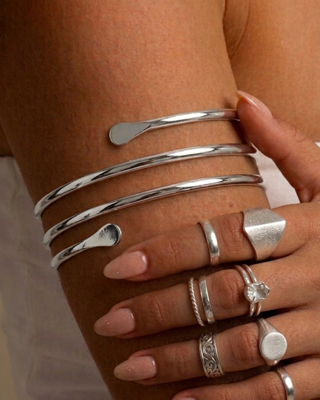 Silver Triple Wrap Arm Cuff Bracelet