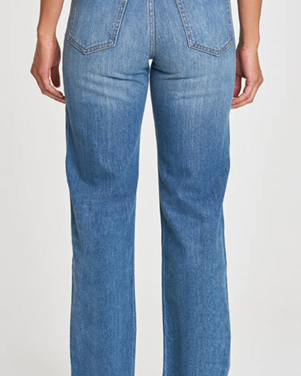 Blue Distressed Straight Leg Denim Jeans