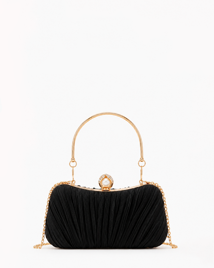 Black Pleated Evening Clutch