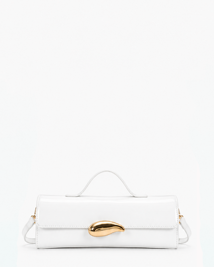 White Faux Leather Clutch Bag