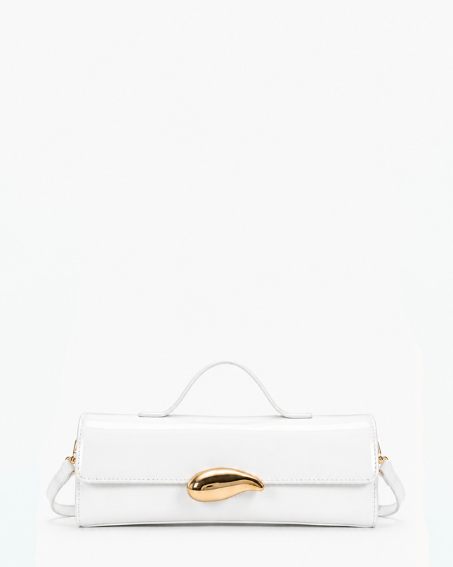 White Faux Leather Clutch Bag