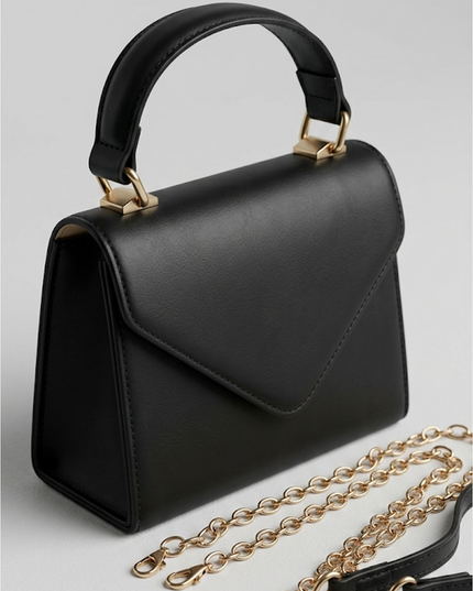 Black Faux Leather Handbag