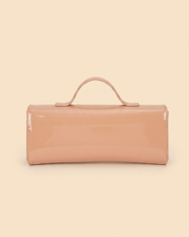 Nude Faux Leather Clutch Bag