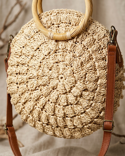 Ivory Straw Round Handbag