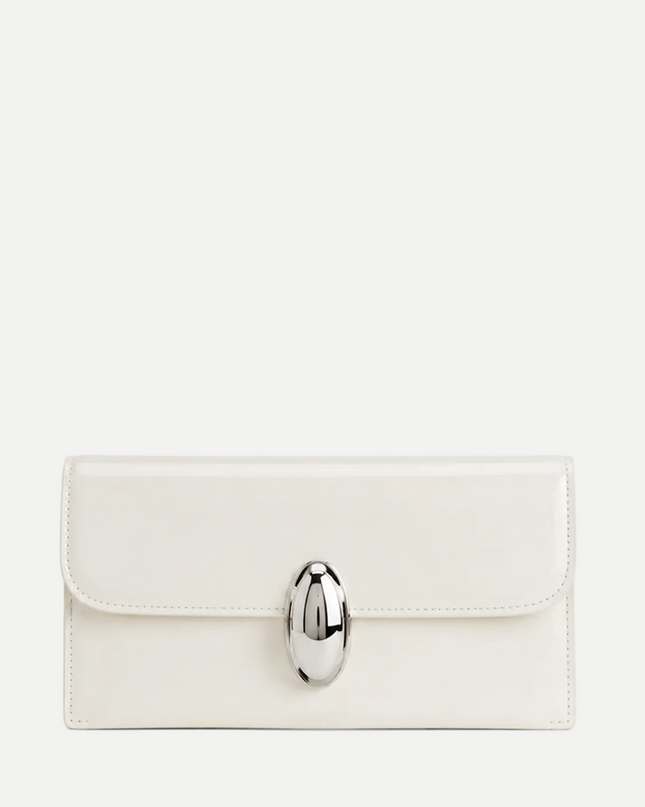 Ivory Glossy Clutch Shoulder Bag