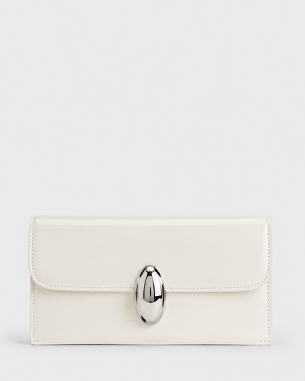 Ivory Glossy Clutch Shoulder Bag