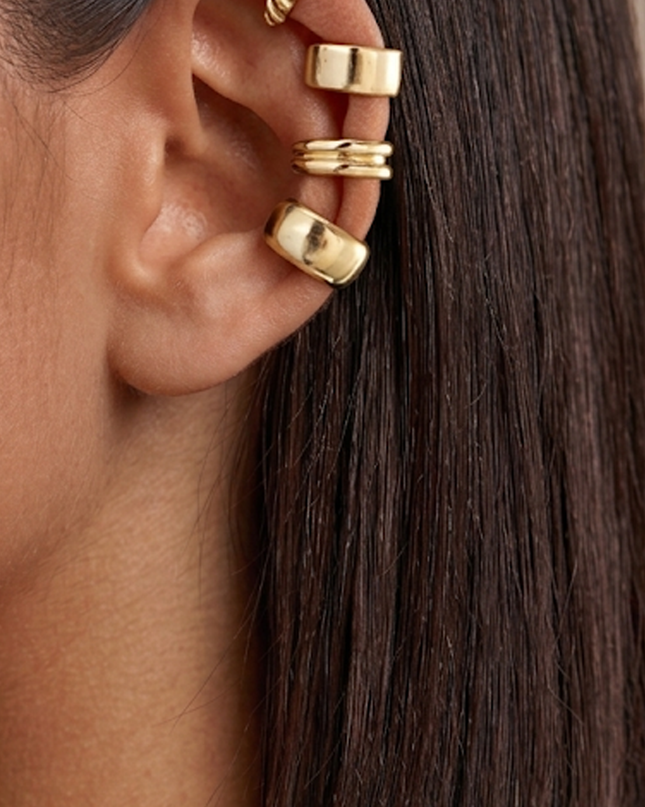 Gold Ear Cuffs 4 piece Earrings Set