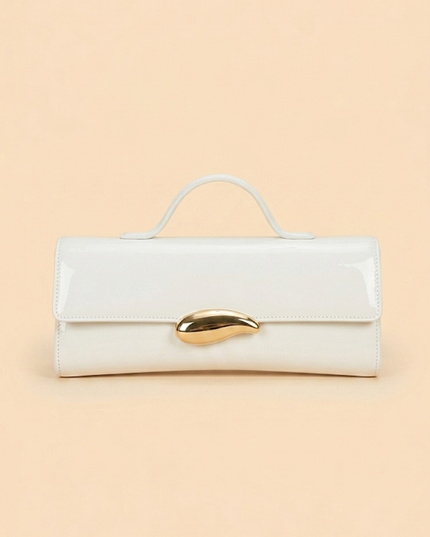 White Faux Leather Clutch Bag