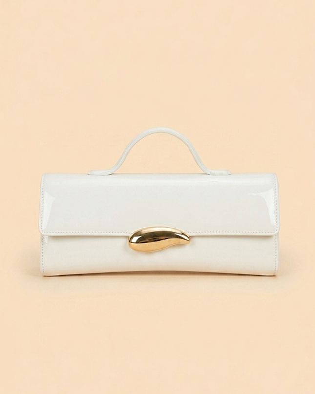 White Faux Leather Clutch Bag