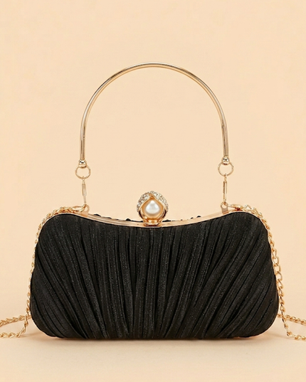 Black Pleated Evening Clutch