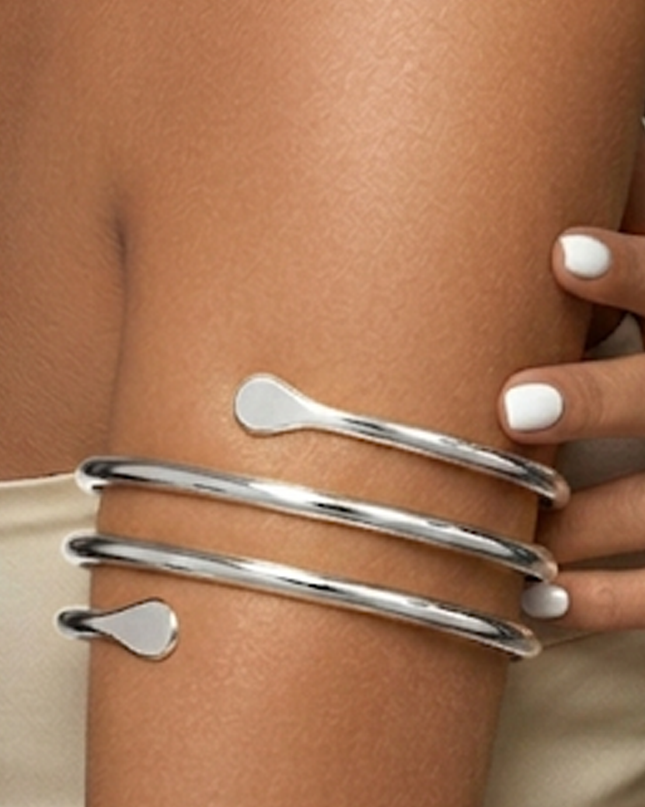 Silver Triple Wrap Arm Cuff Bracelet
