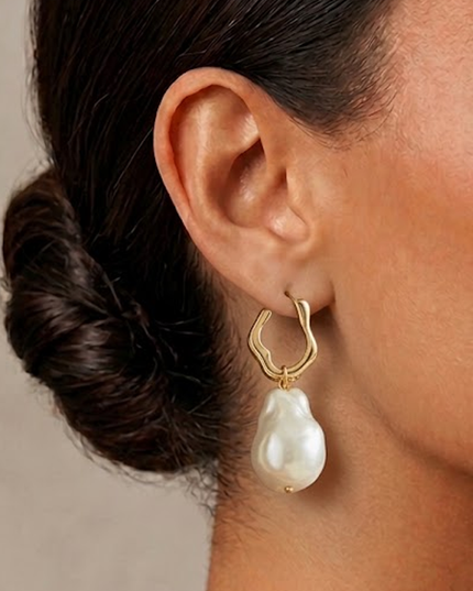 Gold Stone Teardrop Earrings