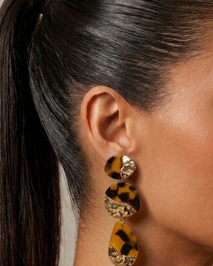 Brown Pebble Drop Earrings
