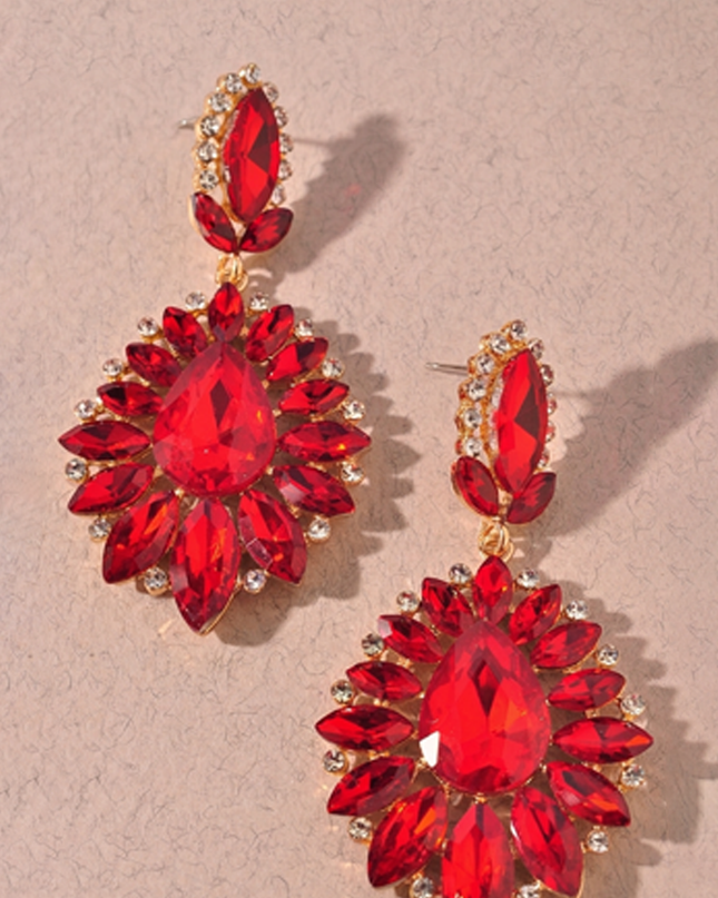Red Ada Rhinestone Earrings
