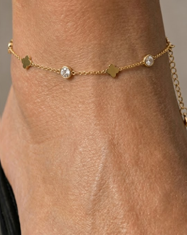 Gold Stone Bezel Anklet