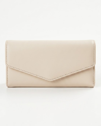 Ivory Envelope Faux Leather Wallet Clutch