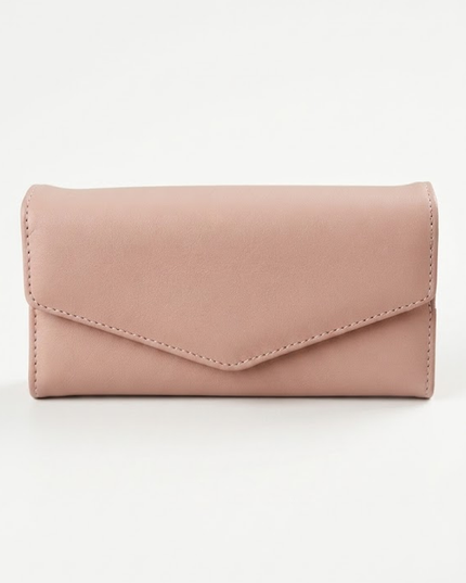 Pink Envelope Faux Leather Wallet Clutch
