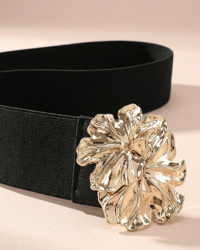 Black Flower Elastic Belt
