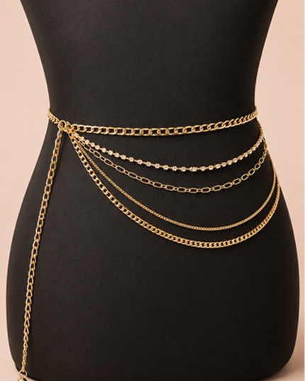 Gold Layered Drop Plus Size Chain Belt