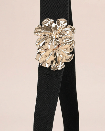 Black Flower Elastic Belt
