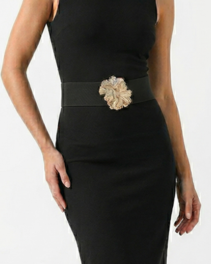 Black Flower Elastic Belt
