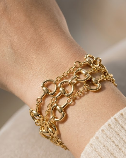 Gold Multi Chain Chain Toggle Bracelet