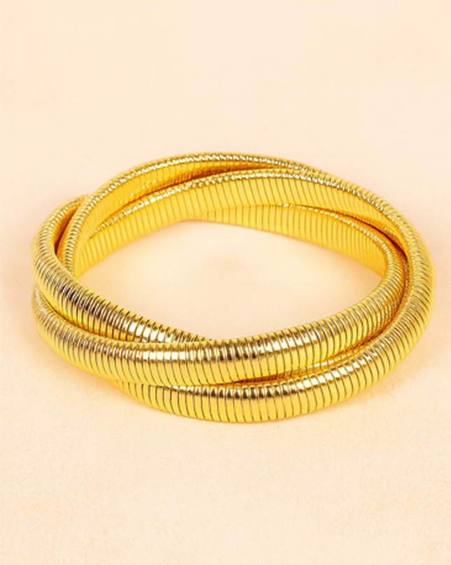 Gold Triple Spring 14K Gold Dipped Bracelet