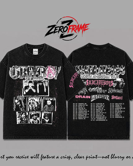The Boys Grey Day 2026 Tour Lineup With Schedule Dates Black Washed Shirt Ver 6, Unisex Rapper Clothing, Vintage Band Shirt, Rap Underground Hip Hop Streetwear, Concert Tour Merch Aesthetic, Heavyweight Cotton Unisex Tee, Gift for Music Fans