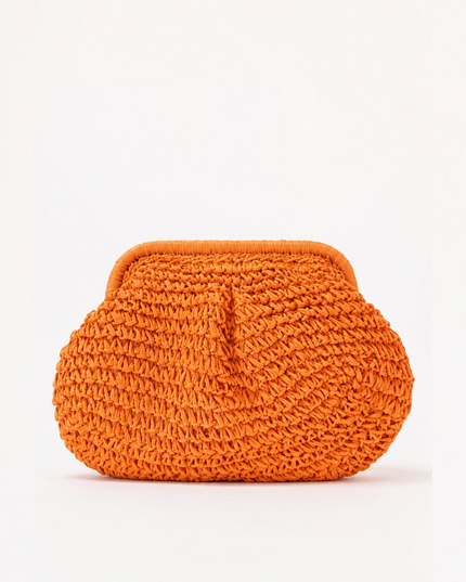 Orange Straw Clutch Bag