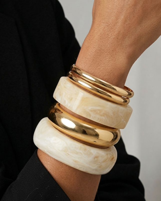 Gold Multi Mixed 5 Piece Bracelet