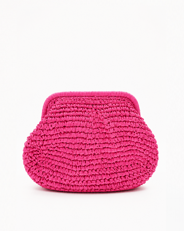 Pink Straw Clutch Bag