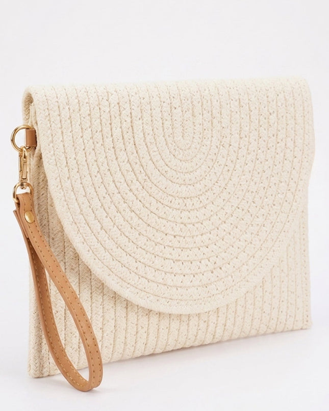 Ivory Braided Envelope Clutch
