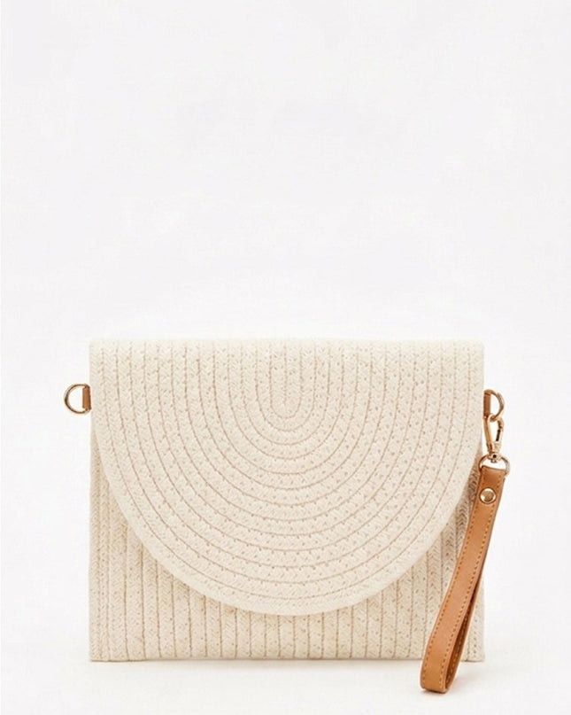 Ivory Braided Envelope Clutch