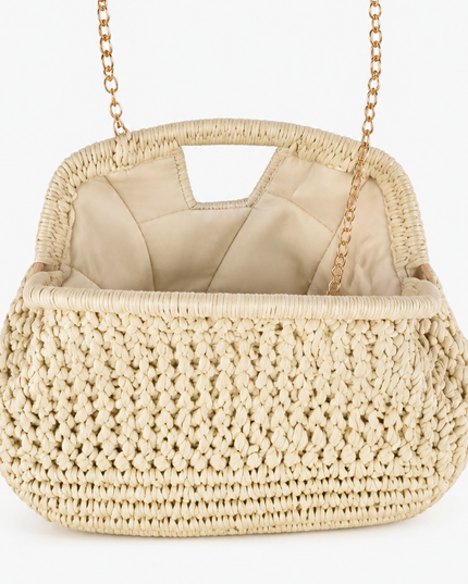 Ivory Woven Clutch Bag