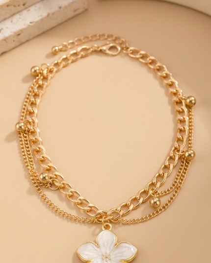 White Charm Layered Anklet