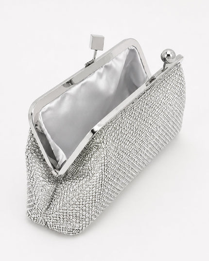 Silver Elysian Rhinestone Clutch