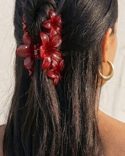Red Flower Claw Clip