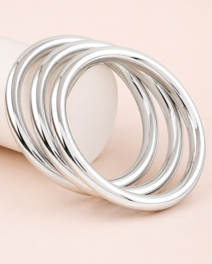 Silver 3 Piece Bangle Bracelet Set