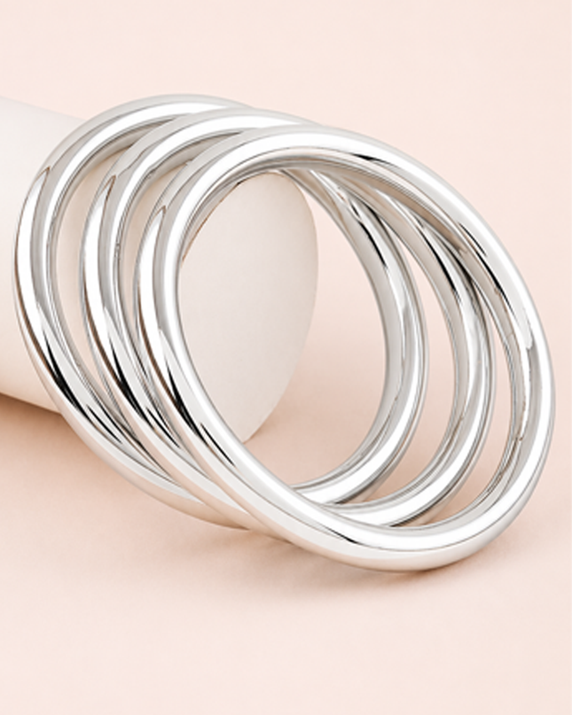Silver 3 Piece Bangle Bracelet Set