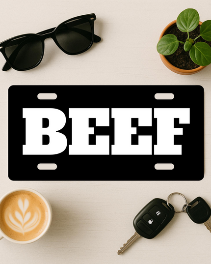 Beef Front License Plate Meat Lover Custom License Plate Sign