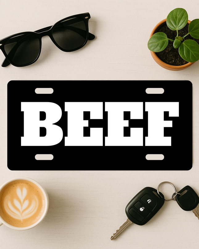 Beef Front License Plate Meat Lover Custom License Plate Sign