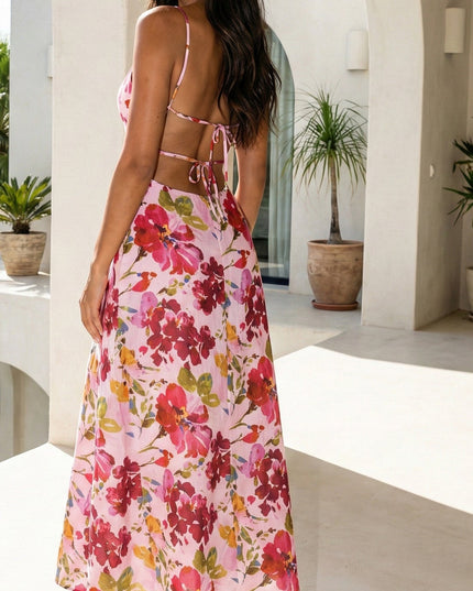 Pink Floral Maxi Dress