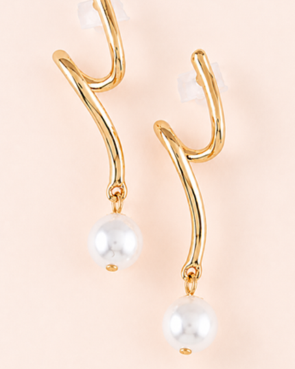 Gold Pearl Drop Earrings