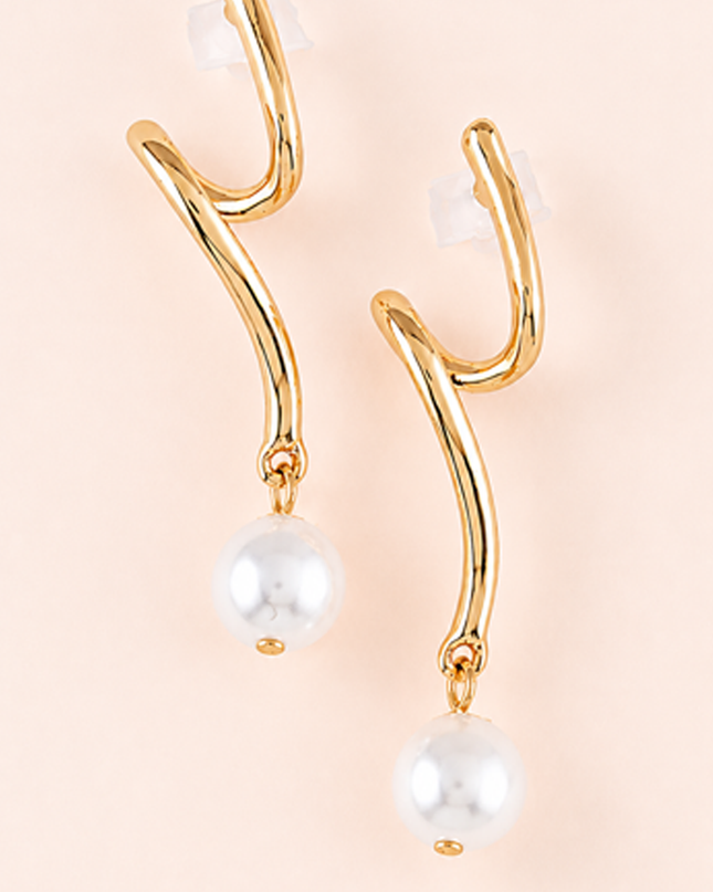 Gold Pearl Drop Earrings